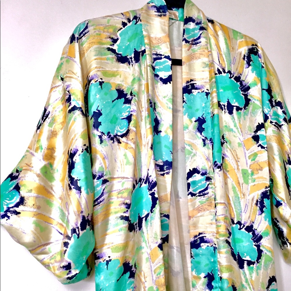 Vintage silk kimono dressing robe duster